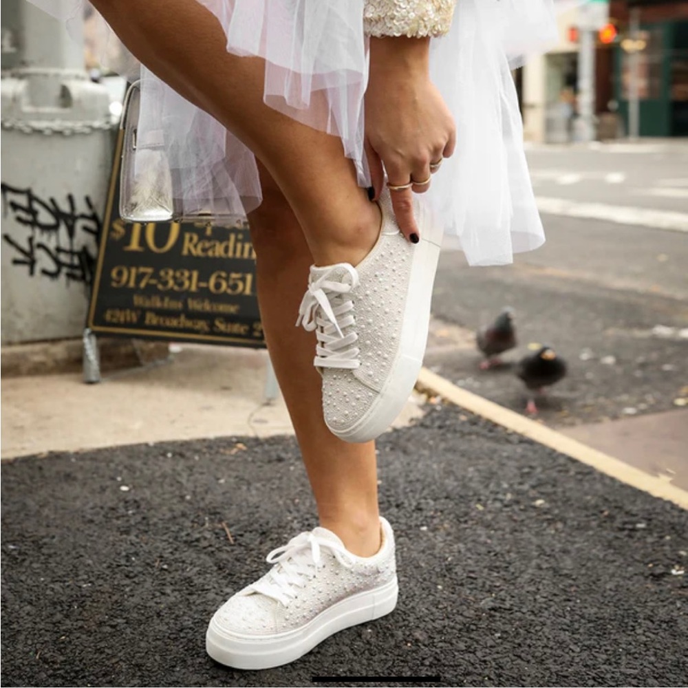 Betsey Johnson Sidny Pearl Ivory Sneakers - 8